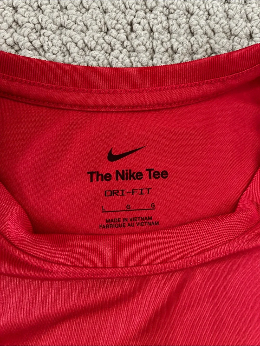 Nike Red Short Sleeve Crew Tee with White Swoosh